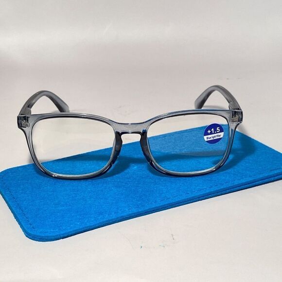 1508 Colette 1.5 Grey Reading Glasses Soft Butterfly Readers NWT - Picture 2 of 9